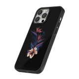 Coque iPhone 14 Pro - Silicone rigide noir Dark Flowers