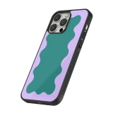 iPhone 14 Pro Case Hülle - Silikon schwarz Wavy Rectangle Green Purple