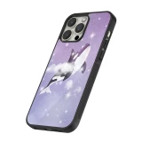 iPhone 14 Pro Case Hülle - Silikon schwarz Whale in sparking stars