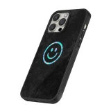 iPhone 15 Pro Max Case Hülle - Silikon schwarz Happy smiley irisirt