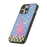 iPhone 15 Pro Max Case Hülle - Silikon schwarz Pink leopard with stars 2026