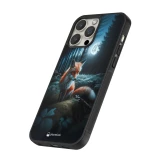 Coque iPhone 15 Pro Max - Silicone rigide noir Renard lune forêt