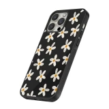 Coque iPhone 16 Pro Max - Silicone rigide noir Easter 2024 white on black flower