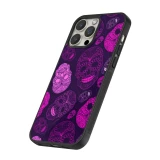 Coque iPhone 16 Pro Max - Silicone rigide noir Halloween 2023 pink skulls