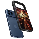 Coque iPhone 18 Pro Max / 17 Pro Max - Silicone rigide noir Automne doré glare
