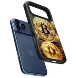 Coque iPhone 18 Pro Max / 17 Pro Max - Silicone rigide noir Bitcoin Standing