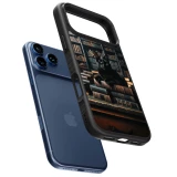 Coque iPhone 17 Pro Max - Silicone rigide noir Chat livres sombres