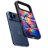 iPhone 17 Pro Max Case Hülle - Silikon schwarz Glücklicher Regenbogen-Delfin