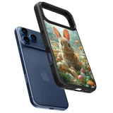 iPhone 17 Pro Max Case Hülle - Silikon schwarz Easter 2026 Rabbit in the garden