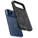 Coque iPhone 18 Pro Max / 17 Pro Max - Silicone rigide noir Grey Gold Marble