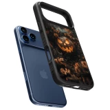 iPhone 17 Pro Max Case Hülle - Silikon schwarz Halloween 2025 Pumpkin with flowers