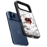 Coque iPhone 17 Pro Max - Silicone rigide noir Marble Rose Gold