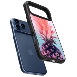 Coque iPhone 18 Pro Max / 17 Pro Max - Silicone rigide noir Purple Pink Pineapple