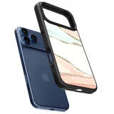 Coque iPhone 17 Pro Max - Silicone rigide noir Shimmering Orange