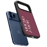 Coque iPhone 17 Pro Max - Silicone rigide noir Valentine 2024 mucho amor rosado
