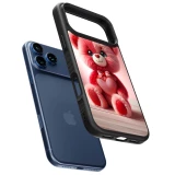 iPhone 17 Pro Max Case Hülle - Silikon schwarz Valentin 2024 Rosaroter Teddybär