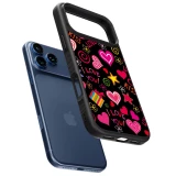 Coque iPhone 17 Pro Max - Silicone rigide noir Valentine 2023 love symbols