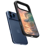 Coque iPhone 17 Pro Max - Silicone rigide noir Wave Sunset