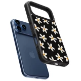 Coque iPhone 18 Pro / 17 Pro - Silicone rigide noir Easter 2024 white on black flower