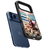 Coque iPhone 18 Pro / 17 Pro - Silicone rigide noir Emoji caca sur chaise longue