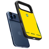 Coque iPhone 17 Pro - Silicone rigide noir Maillot de football Bresil 2026 personnalisable