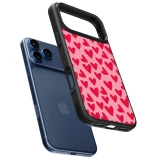 Coque iPhone 17 Pro - Silicone rigide noir Mom 2024 petits coeurs