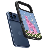 Coque iPhone 17 Pro - Silicone rigide noir Pink leopard with stars 2026