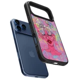Coque iPhone 17 Pro - Silicone rigide noir Psychedelic pink mushroom