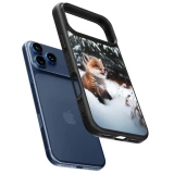Coque iPhone 17 Pro - Silicone rigide noir Noël 2023 Renardeau sapin