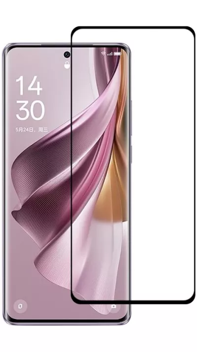 3D Tempered Glass OPPO Reno10 5G / Reno10 Pro 5G - Full Screen Display Schutzglas mit schwarzem Rahmen
