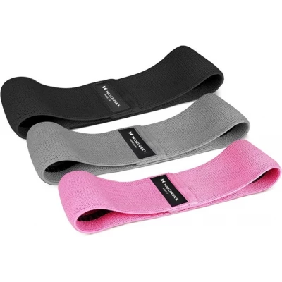 3 bandes de r&eacute;sistance &eacute;lastique en tissu mini band pour yoga crossfit fitness - Multicolore