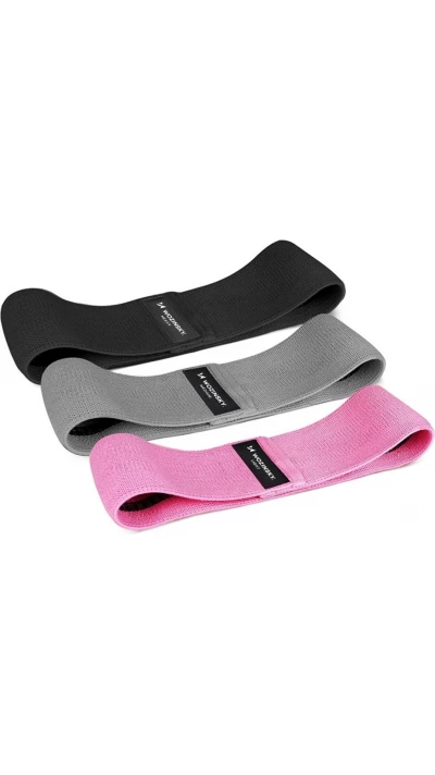 3 bandes de r&eacute;sistance &eacute;lastique en tissu mini band pour yoga crossfit fitness - Multicolore