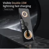 3in1 wireless MagSafe Ladestation Cyberpunk 2x 15W für iPhone, AirPods & Qi Smartphones - Transparent