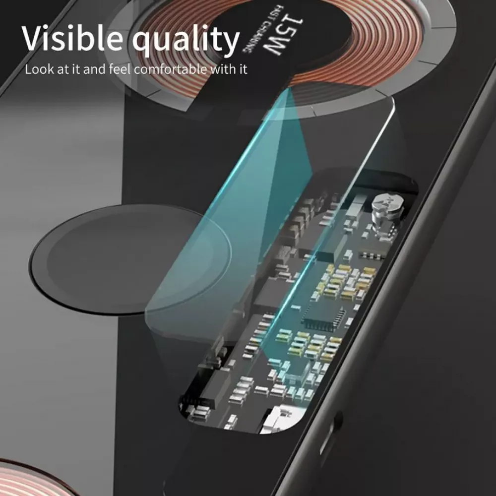 3in1 wireless MagSafe Ladestation Cyberpunk 2x 15W für iPhone, AirPods & Qi Smartphones - Transparent
