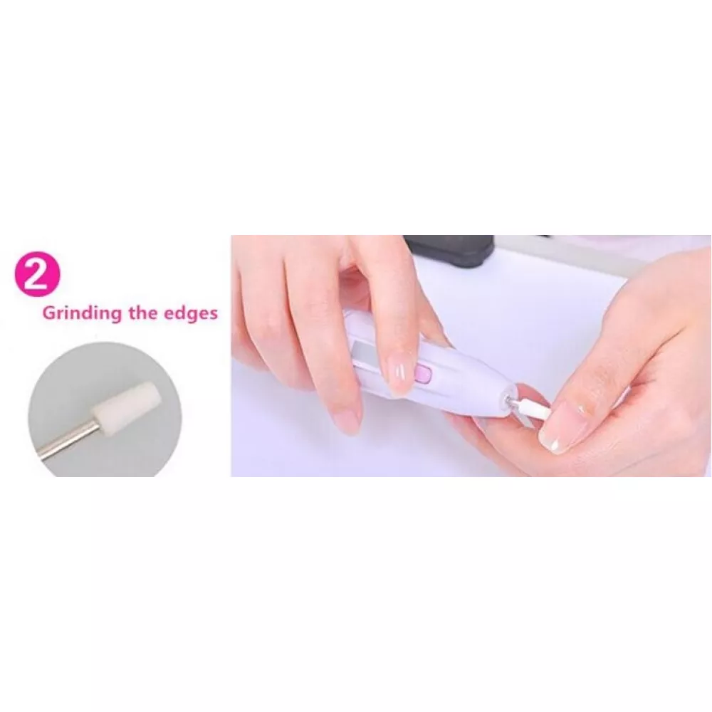 5 en 1 appareil électronique de soin des ongles manucure polissage avec 5 embouts - Blanc