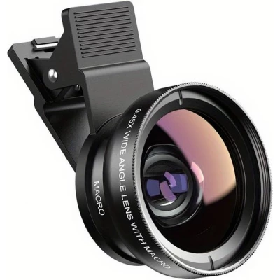 APEXEL Objectif 2 en 1 pour smartphone Ultra Grand Angle 0.45x & Super Macro zoom optique