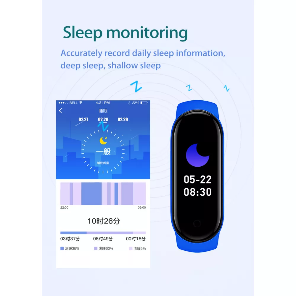 Active Fitness Tracker M7 - Intelligentes Sportarmband Smart Watch Bluetooth - Dunkelblau