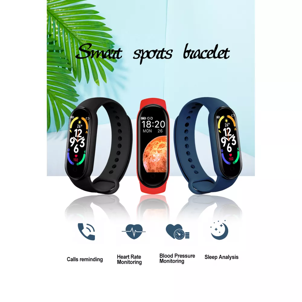 Active Fitness Tracker M7 - Bracelet sportif intelligent Montre connectée Bluetooth - Rouge