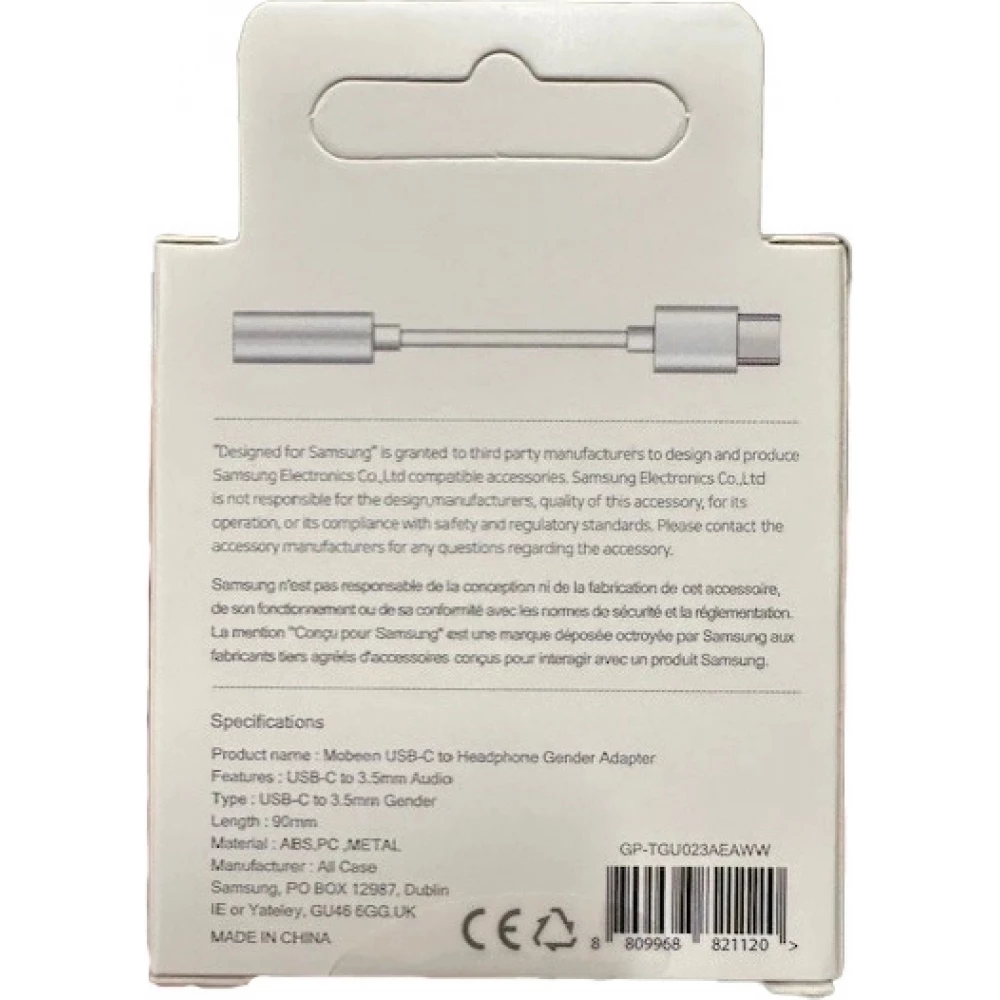 Samsung Original DAC Adapter USB-C auf 3.5mm Mini Jack von Mobeen GP-TGU023AE f&uuml;r hochwertige Audioqualit&auml;t - Weiss