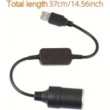 USB-A zu 12V Universeller Zigarettenanz&uuml;nder Adapter f&uuml;r Autozubeh&ouml;r - Schwarz