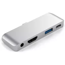 Adaptateur USB-C multi-ports pour Apple iPad Aluminium 4 en 1 USB 3.0-AUX-HDMI - Argent