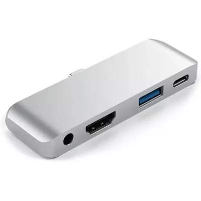Adaptateur USB-C multi-ports pour Apple iPad Aluminium 4 en 1 USB 3.0-AUX-HDMI - Argent