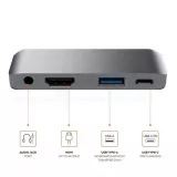 Adaptateur USB-C multi-ports pour Apple iPad Aluminium 4 en 1 USB 3.0-AUX-HDMI - Argent