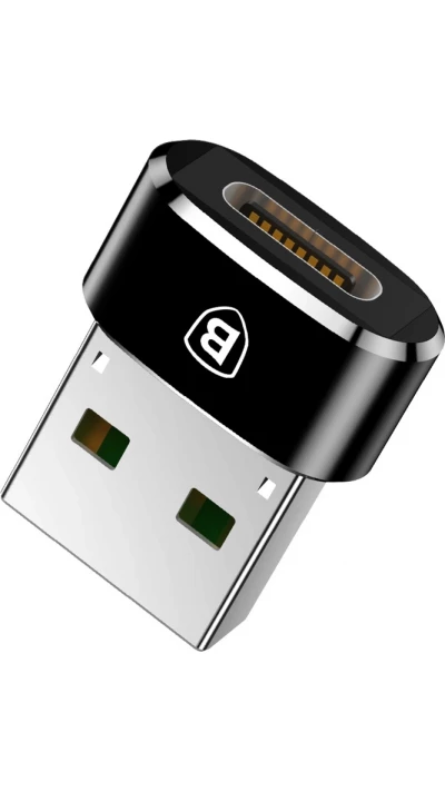 Adaptateur USB-C vers USB-A Mini Baseus haut d&eacute;bit pour appareils compatibles - Noir