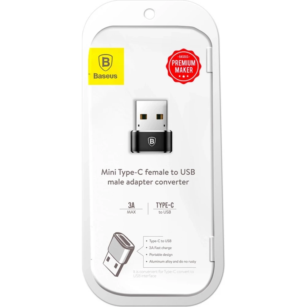 Adaptateur USB-C vers USB-A Mini Baseus haut d&eacute;bit pour appareils compatibles - Noir