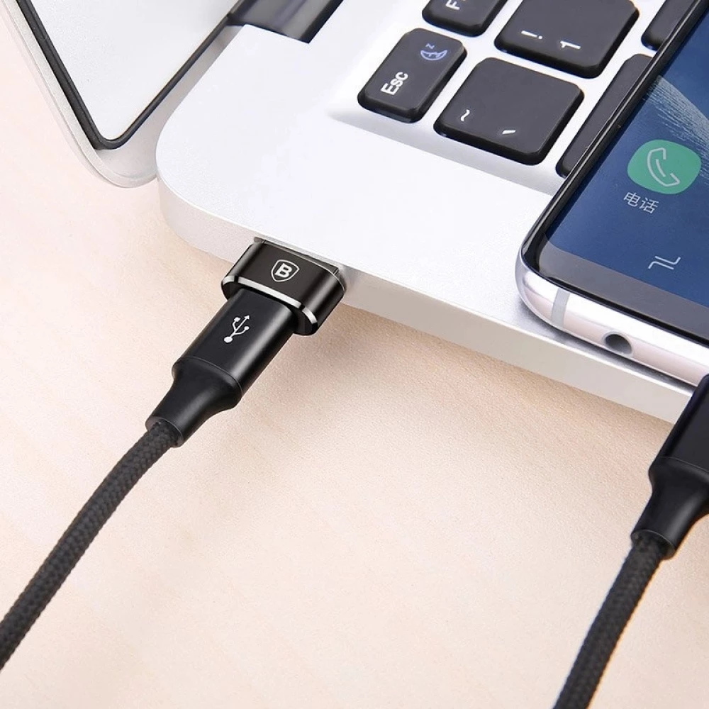 Adaptateur USB-C vers USB-A Mini Baseus haut d&eacute;bit pour appareils compatibles - Noir