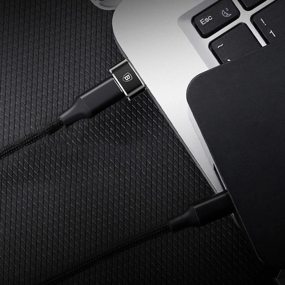 Adaptateur USB-C vers USB-A Mini Baseus haut d&eacute;bit pour appareils compatibles - Noir