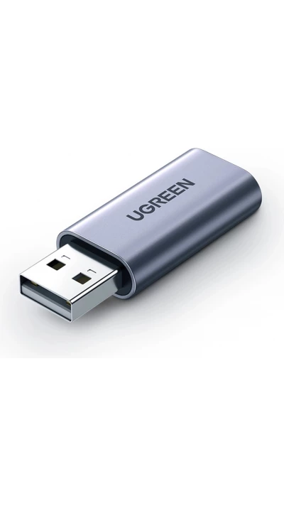 Adaptateur audio Ugreen CM383 pour &eacute;couteurs et haut-parleurs - Gris