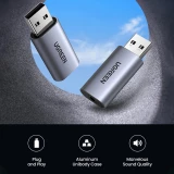Adaptateur audio Ugreen CM383 pour &eacute;couteurs et haut-parleurs - Gris