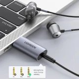 Adaptateur audio Ugreen CM383 pour &eacute;couteurs et haut-parleurs - Gris